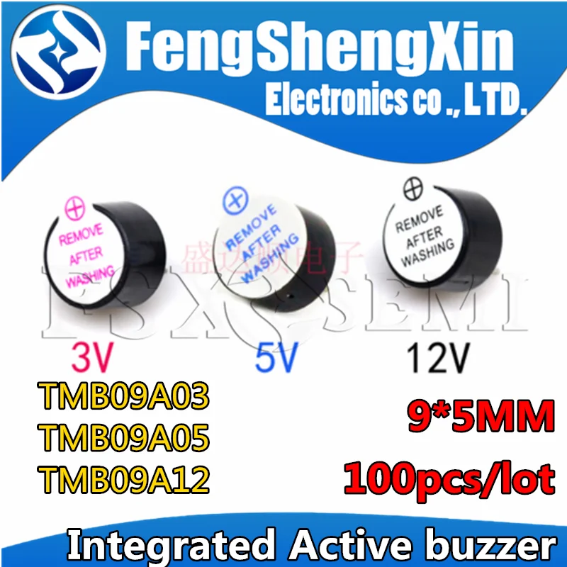 

100pcs/lot TMB09A03 3V TMB09A05 5V TMB09A12 12V Integrated Active buzzer sound 9*5mm