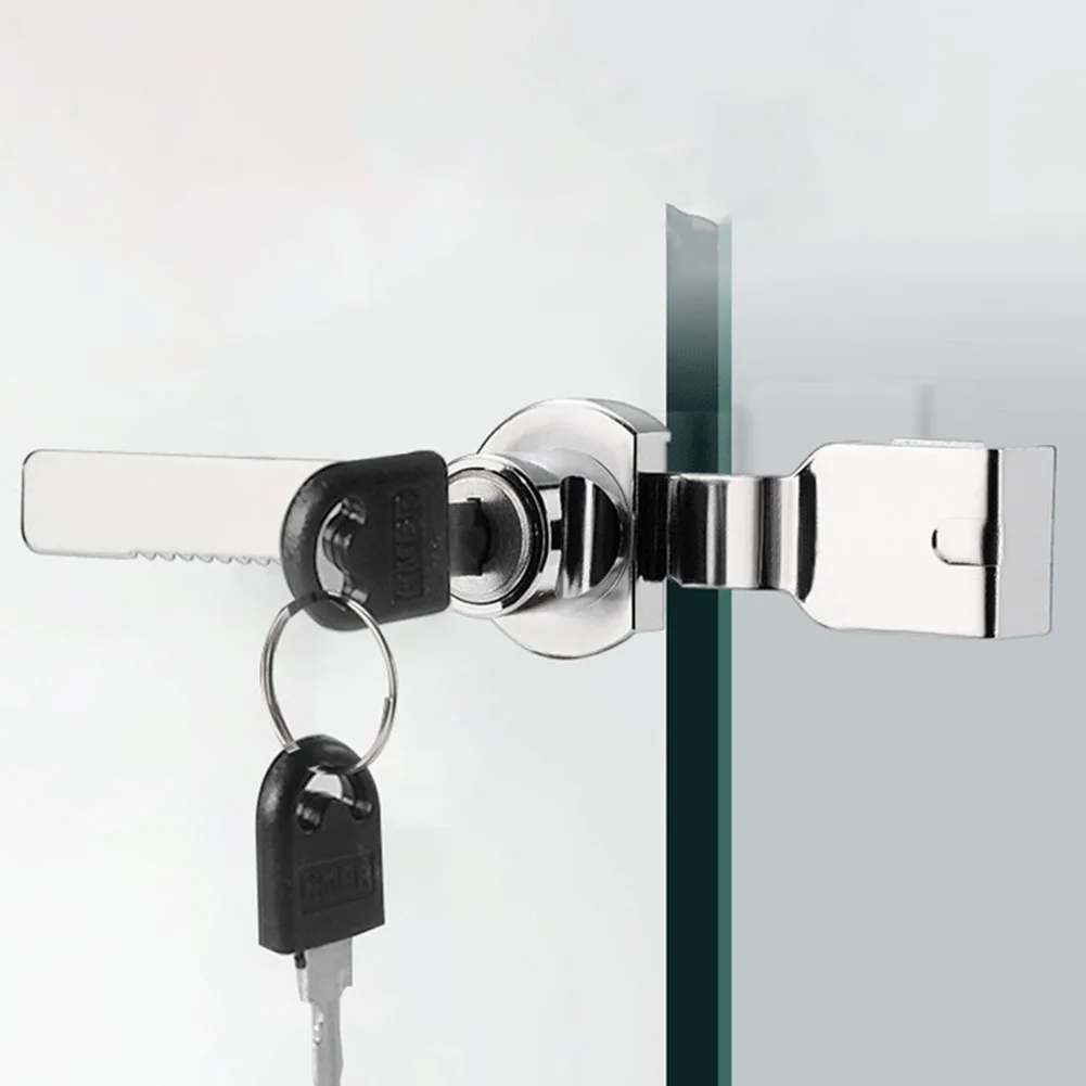 Cabinet Display Lock Sliding Glass Door Lock with Key Zinc Alloy Security Lock for Glass Cabinets 2 Keys for Added Protection