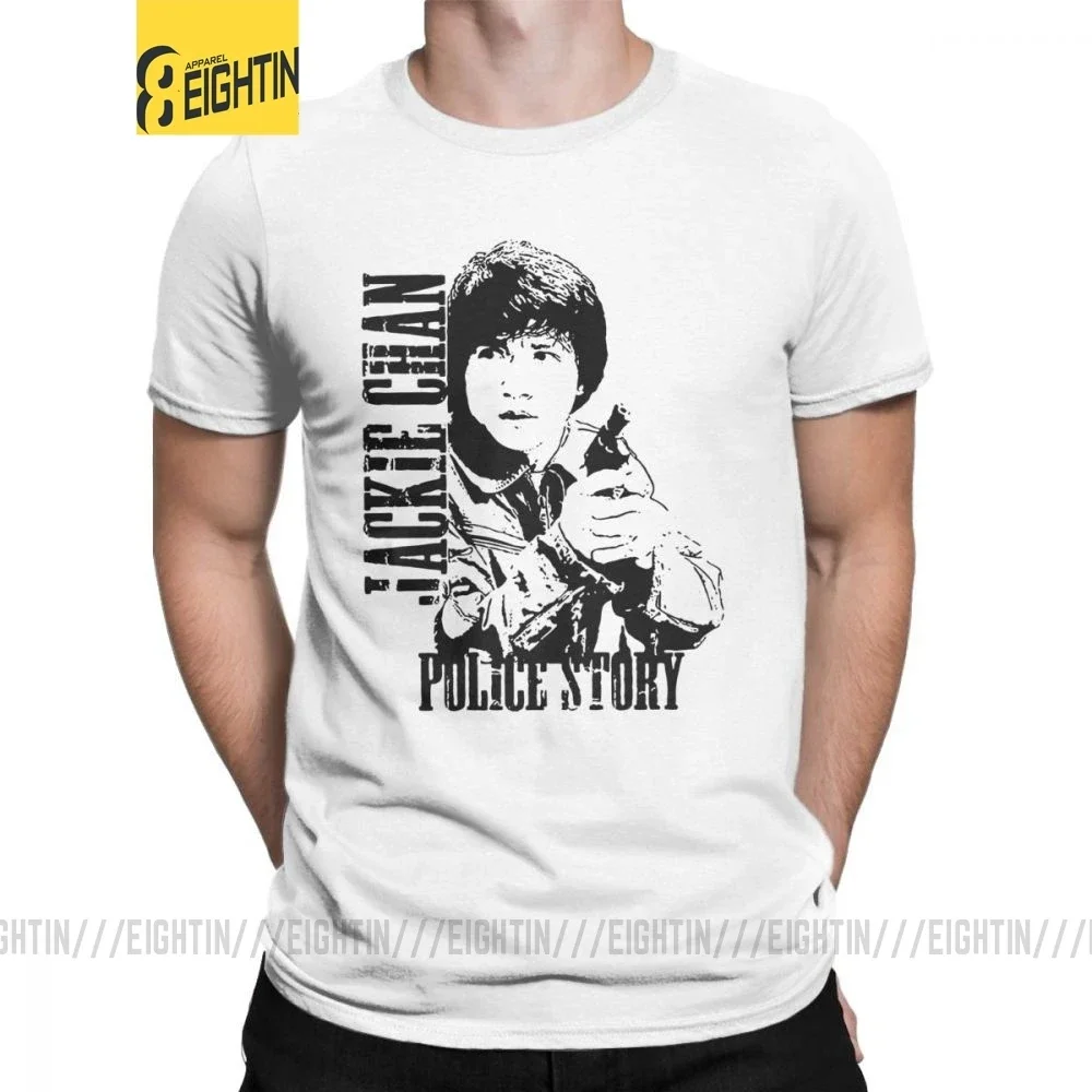 Men's Police Story Jackie Chan T Shirt Movie Dragon Kung Fu Fight Pure Cotton Tops Short Sleeve Tee Shirt Plus Size T-Shirts