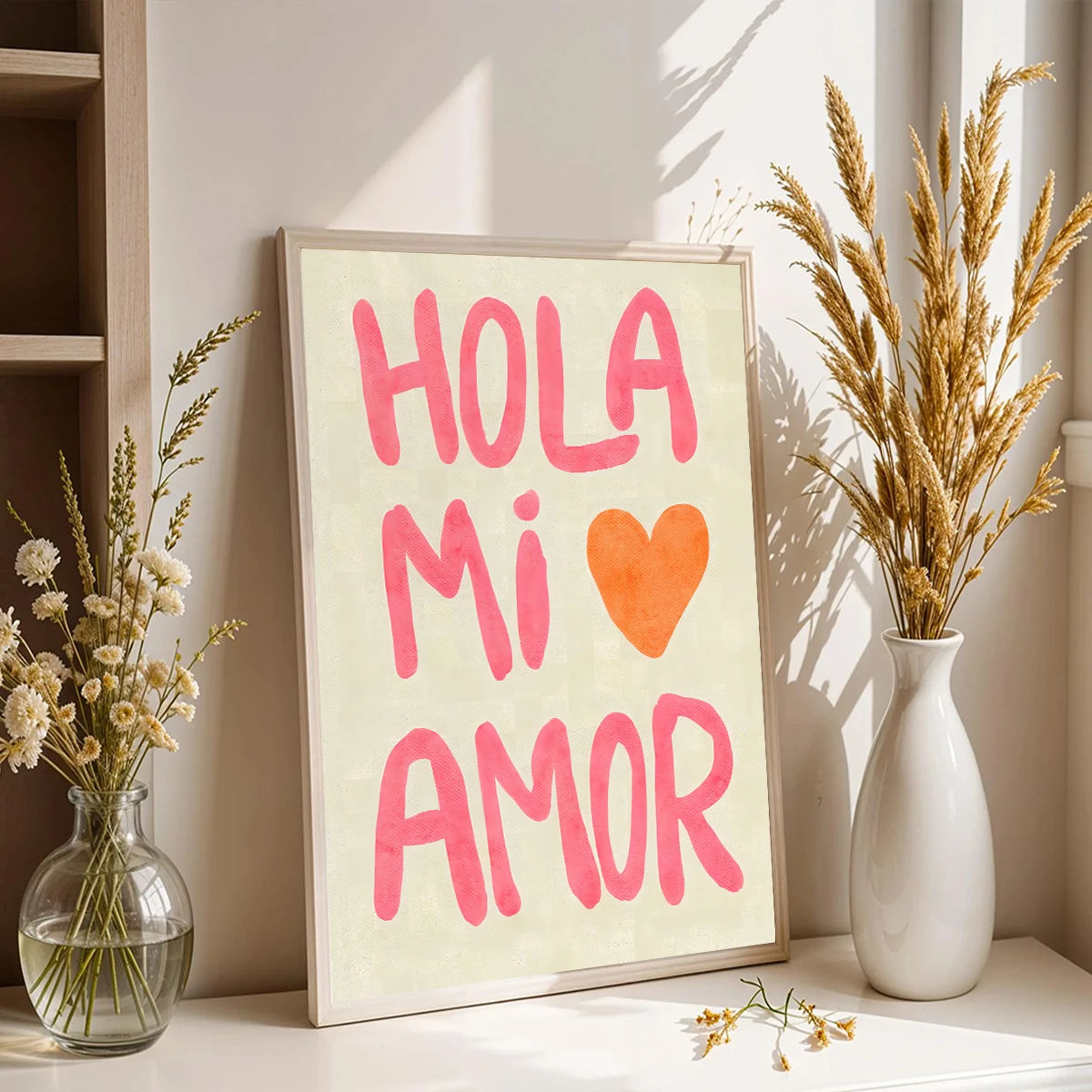 Póster impreso en lienzo con citas eclécticas "Hola Mi Amor", impresiones artísticas modernas minimalistas, arte de pared del