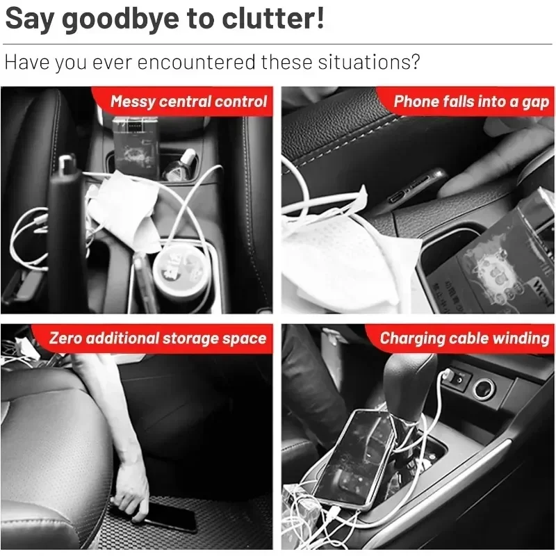 Car Seat Gap Storage Box Multi-functional Car Seat Gap Organizer with Charge Port Auto Central Control Gap Strip Car Accessories