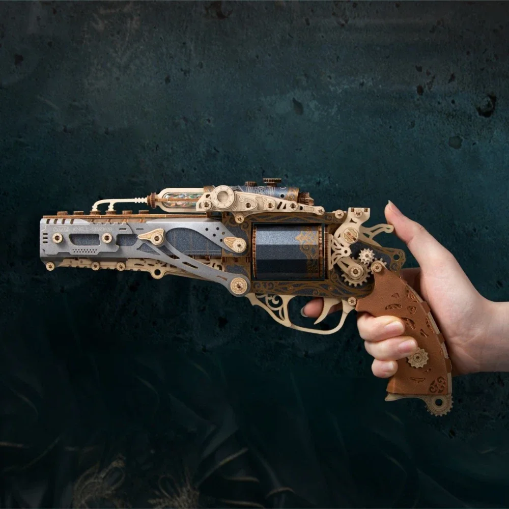 

3D DIY Wooden Puzzle Steampunk Revolver Assembly Model Kits Popular Assembly Toy Tabletop Decoration Decompression Handmade Toys