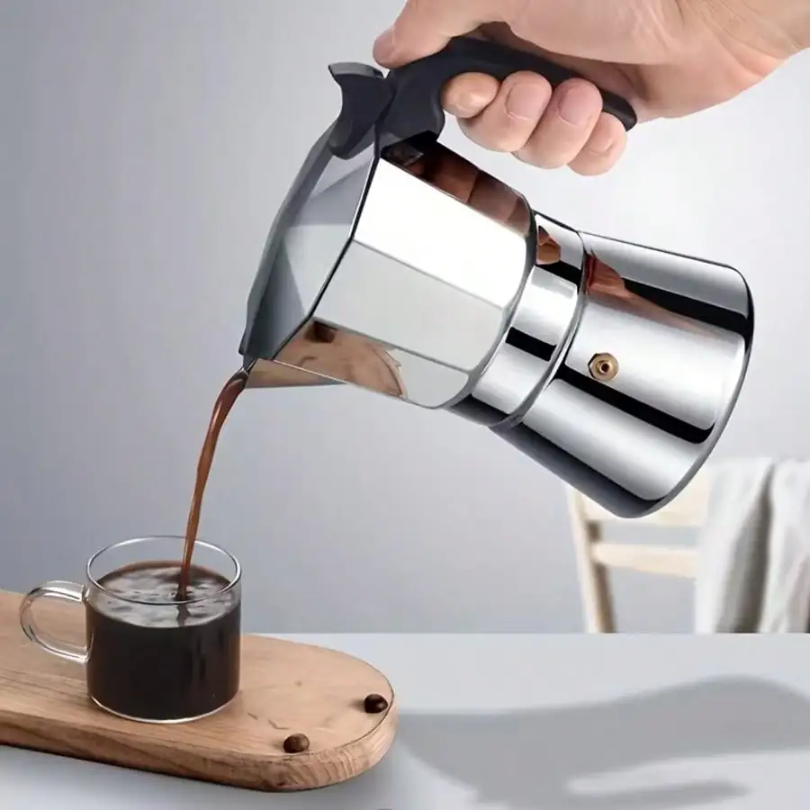 Vintage 304 Stainless Steel Italian Coffee Pot 300ml Espresso Maker for Camping Outdoor Brewing