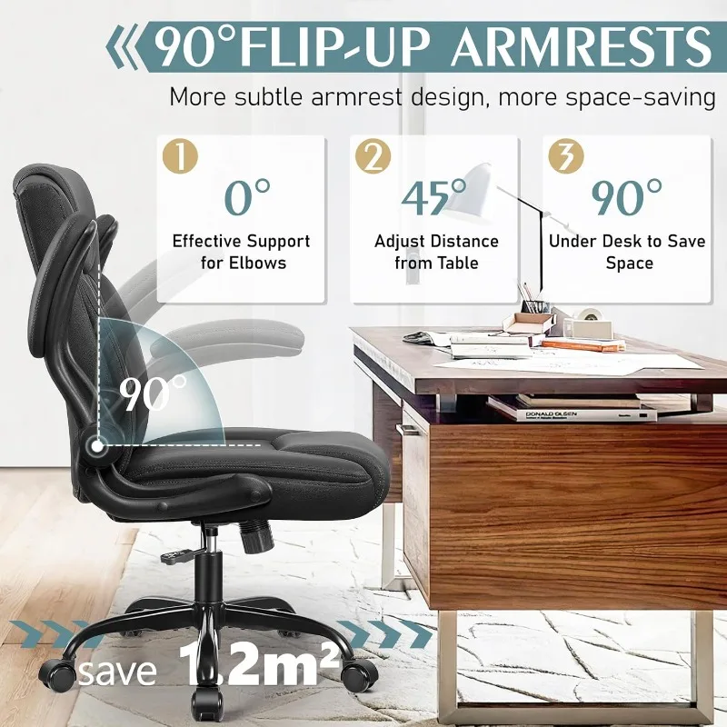 Leather Office Chair, PU Home Computer Desk Chairs with Ergonomic Back Support, 360°Swivel Free，Small Gmaing Chair