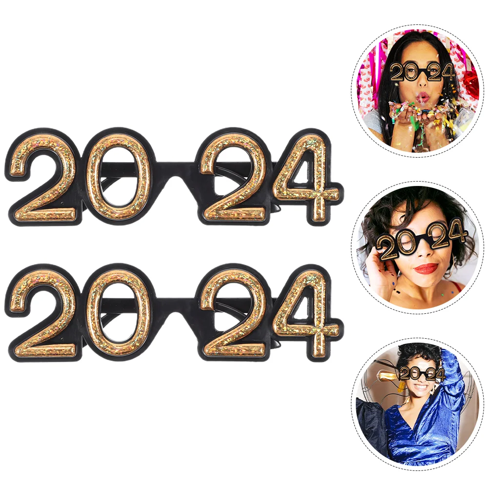 New Year Eyeglasses Party Supplies Photo Props Colored Graduation Eyewear 2024 Modeling Golden PC Decoration