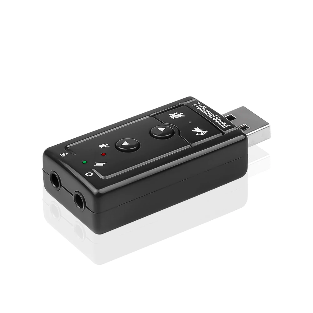 Kebidumei 7.1 CH USB 오디오 사운드 카드, USB 2.0 마이크 스피커 오디오 헤드셋, 노트북용 3.5mm 잭 컨버터