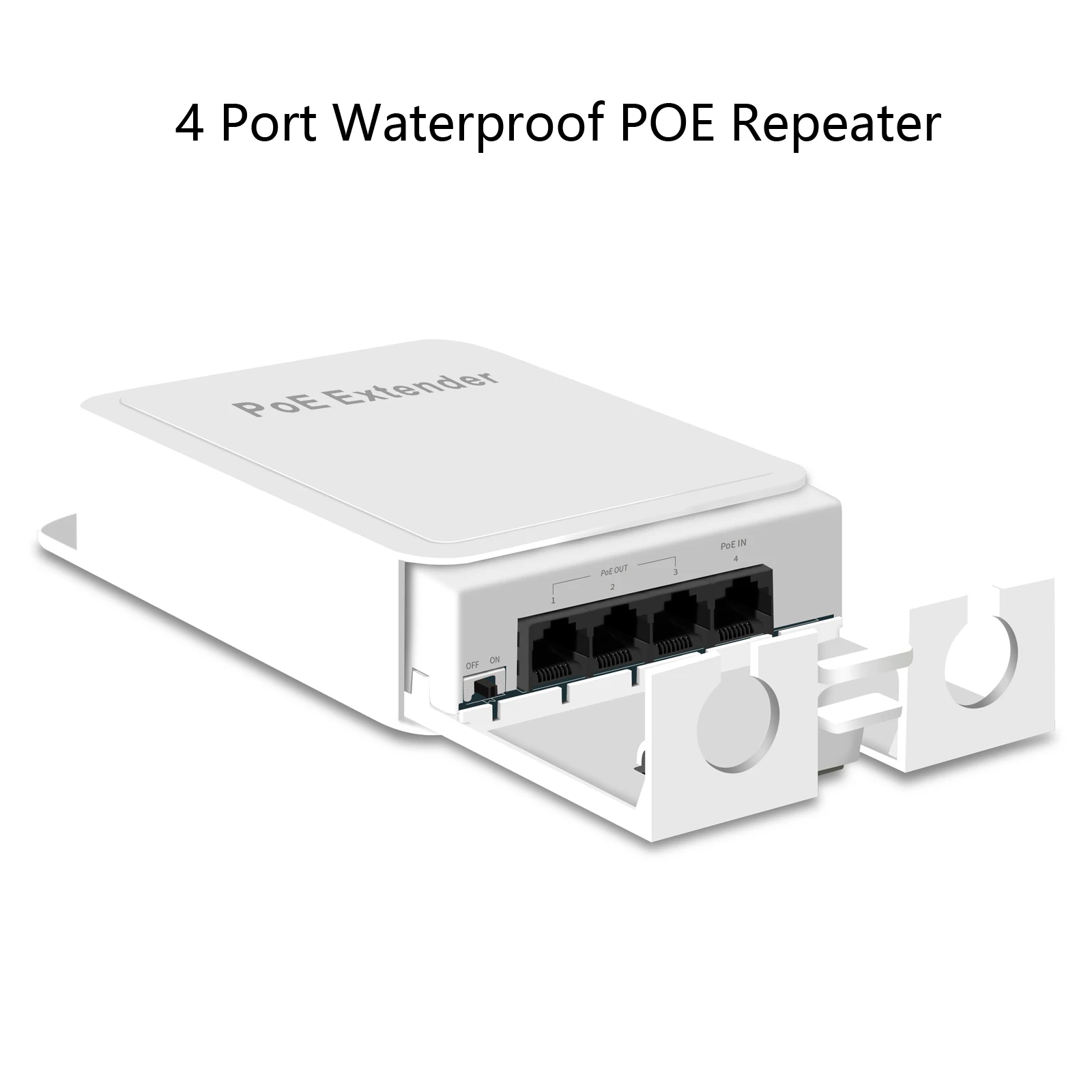 

4 Port Waterproof POE Repeater 10/100Mbps Outdoor Network POE Extender IP55 VLAN 44-57V 30W IEEE802.3af for POE System Camera