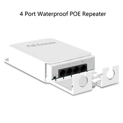 4 Port Waterproof POE Repeater 10/100Mbps Outdoor Network POE Extender IP55 VLAN 44-57V 30W IEEE802.3af for POE System Camera