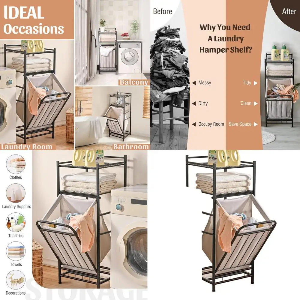 

Корзина для белья со съемной подкладкой, 65 л, с полкой, 15,8 л x 15,8 В x 40 часов