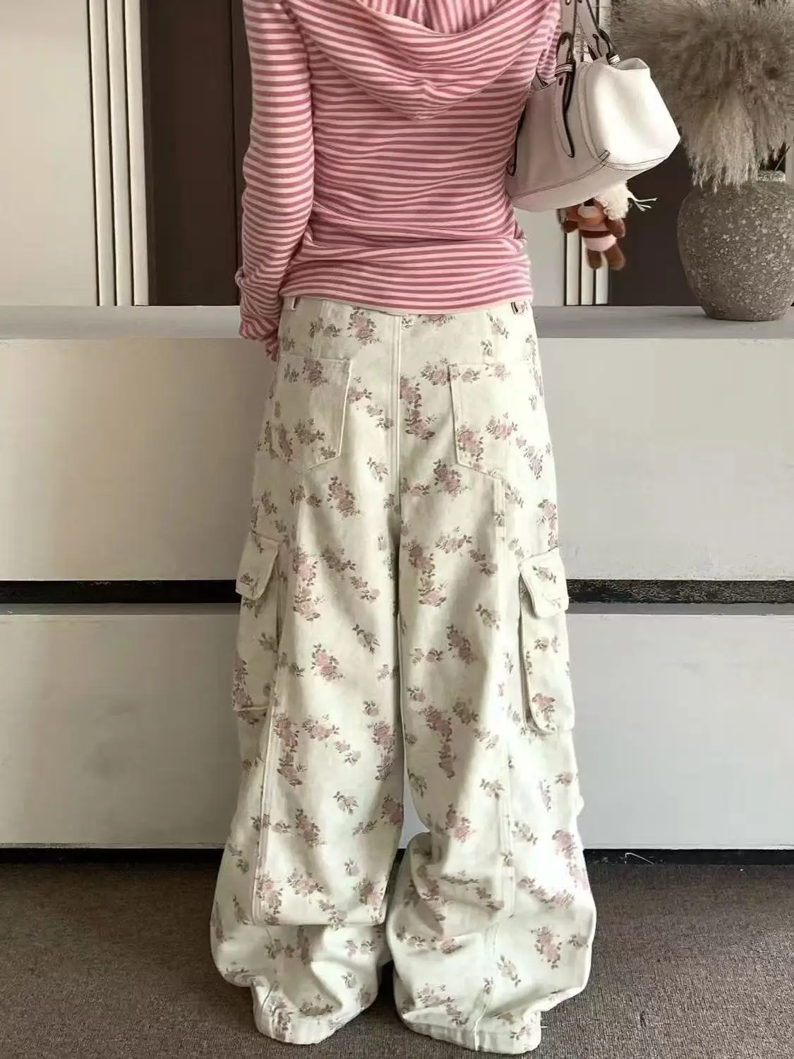 Autumn Winter Women's Baggy Jean Print Denim Cargo Pants Y2K Japanese Harajuku Wide Fit Jean Punk Korean Tide 2000s Design Jeans