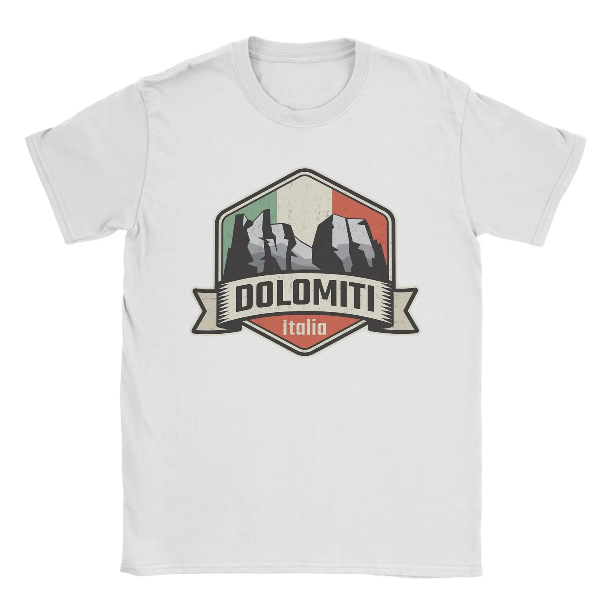 Impresionante camiseta Dolomitas Italia montañas para hombres, camisetas de algodón con cuello redondo, camisetas de manga corta para escalar y hacer senderismo, camisetas de regalo