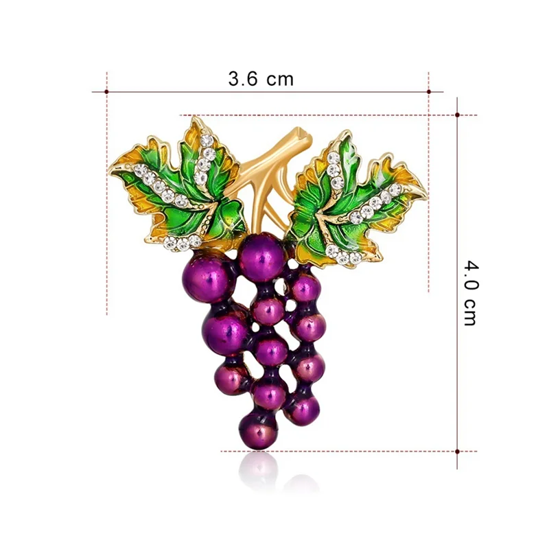 

New-Design Rhinestone Grape Brooches for Women Elegant Fruit Brooch Pin