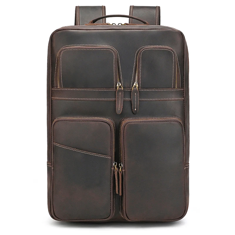 

Luufan Large Capacity Men Backpack Genuine Leather 16 17 inch Laptop Computer Shool Bag Daypack Male Large Travel Backpack