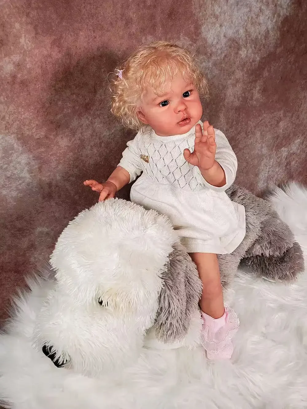 SINO-BB Customized Limited Supply 22inch Reborn Baby Ellie With Hand-Rooted Hair Already Finished Doll With Different Dress