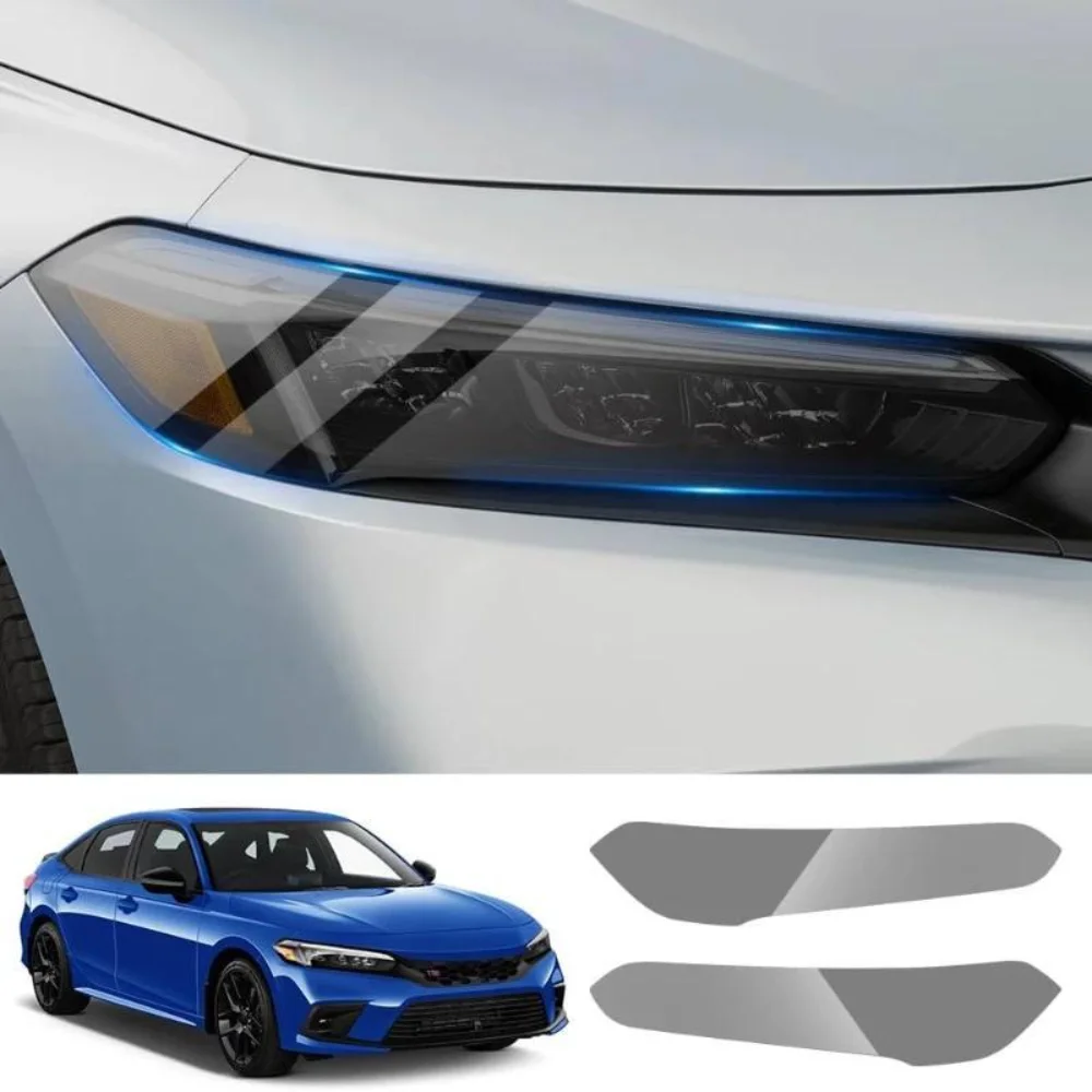 Car Headlight Protective Film For Honda Civic 11th Gen Sedan Auto Accessories Exterior Decor TPU Black Protection Film