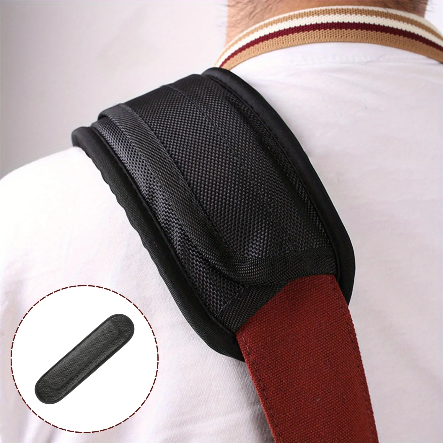 Guitar Strap Padded - 1 stuk Zwart Parelkatoen 500D Oxford