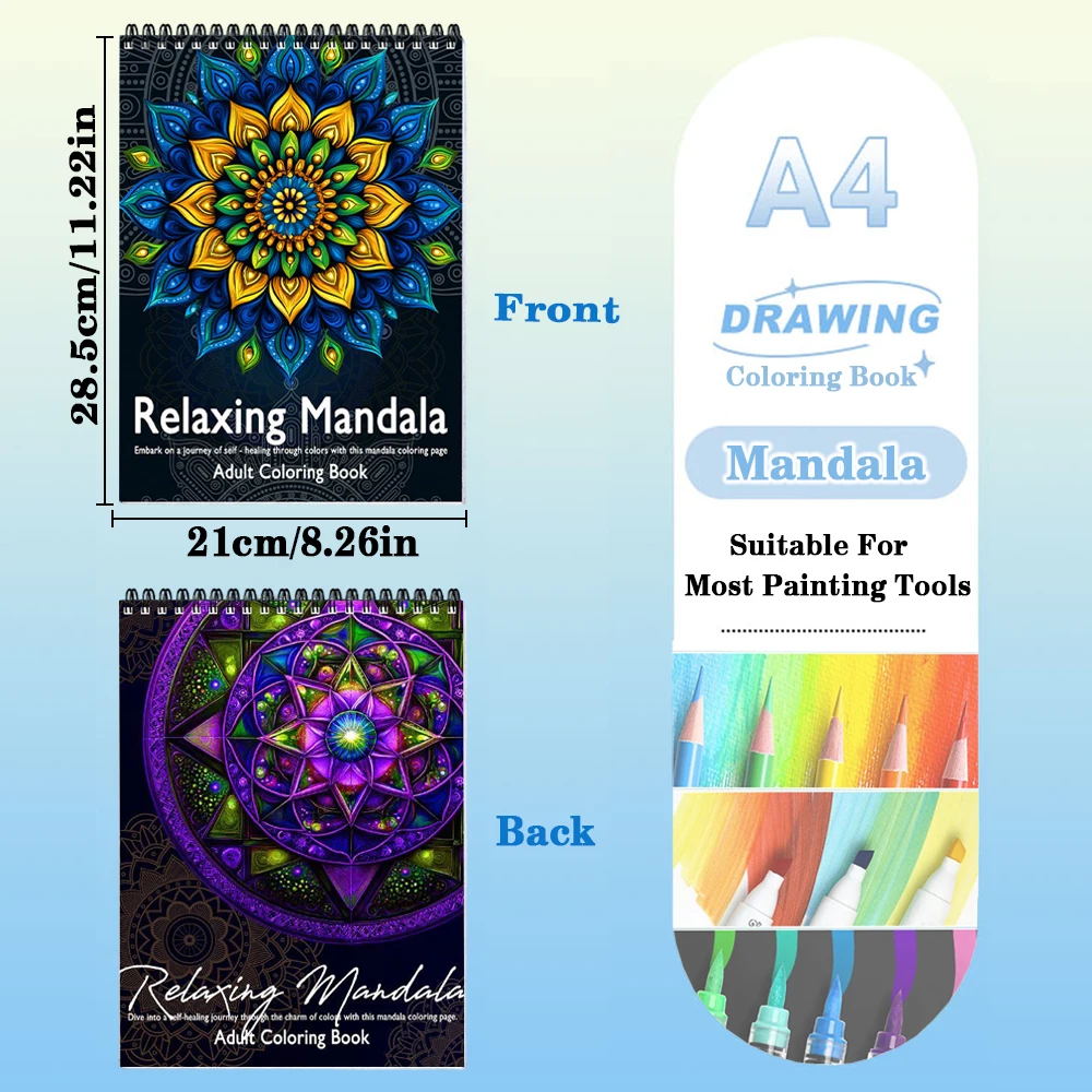 كتاب تلوين ماندالا للكبار، كتاب صور لتخفيف التوتر للكبار، ممارسة الألوان الإبداعية، هدايا العطلات وأعياد الميلاد