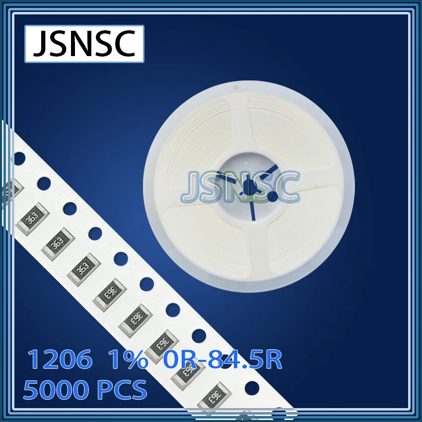 JSNSC 1206 F 1% 5000pcs 0R-84.5R CHIP smd 3216 resistor 36.5R 37.4R 38.3R 39R 39.2R 40.2R 41.2R 42.2R 43R 43.2R 44.2R 45.3R 47R