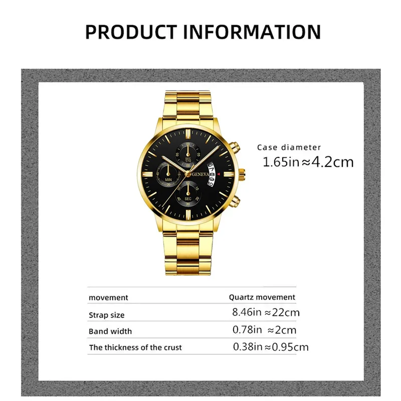 Relógio de negócios analógico casual masculino, conjunto pulseira e colar, 3 peças por conjunto