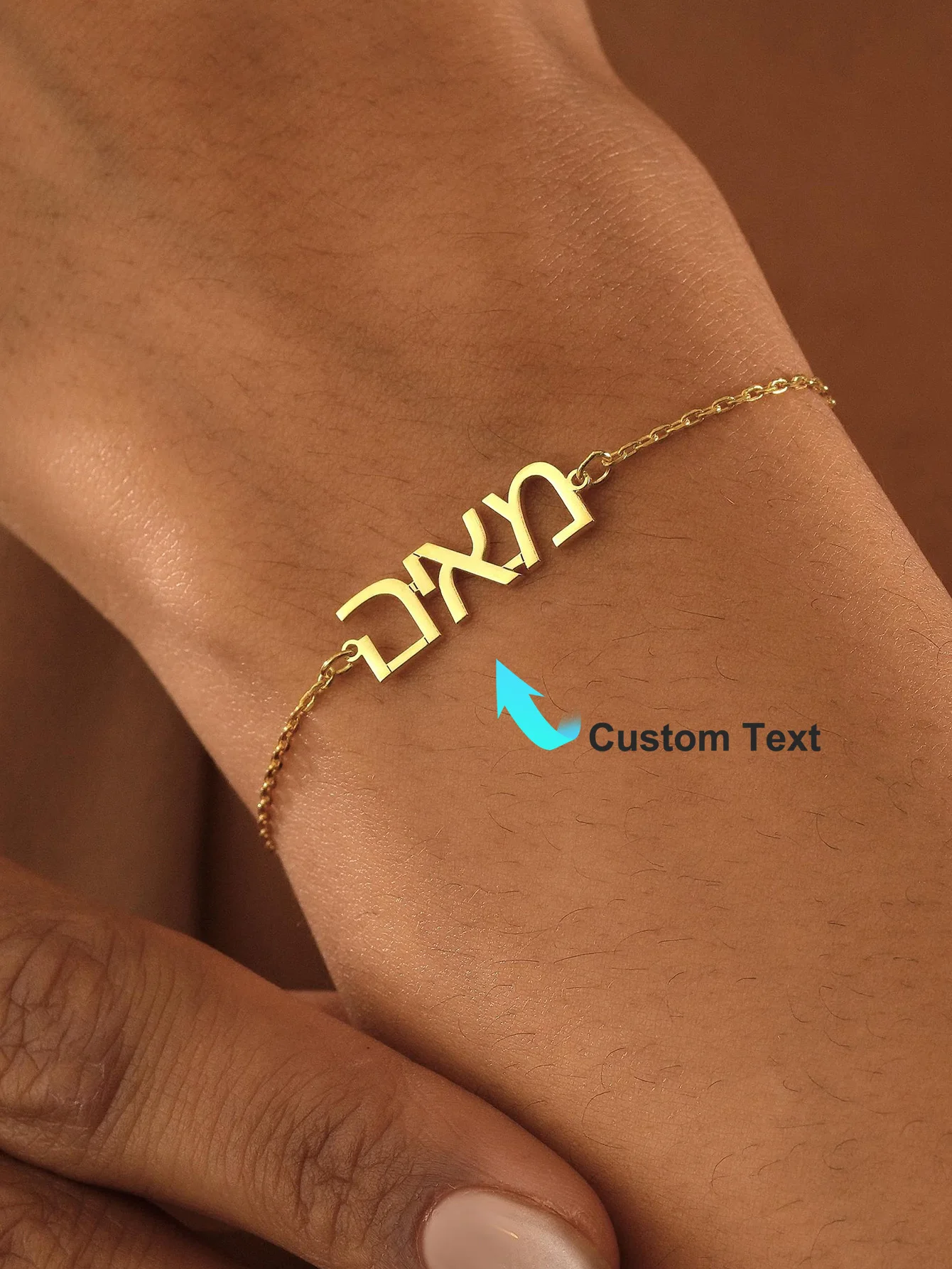

Custom Hebrew Name Bracelets For Women 18K Gold Plated Stainless Steel Personalized Bat Mitzvah Gifts Hebrew Israelite Bracelet