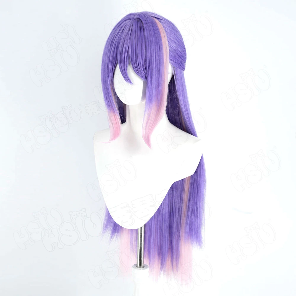 GAME Kiriko Cosplay Wig 80Cm purple mixed pink long hair Synthetic Wig+Wig cap Party Halloween Wig
