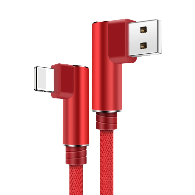 USB Cable For iPhone 11 12 13 Pro X XR XS Max 6 s 7 8 Plus SE Lighting iPod Right angle Adapter Data Charger Cord 25cm 1m Long