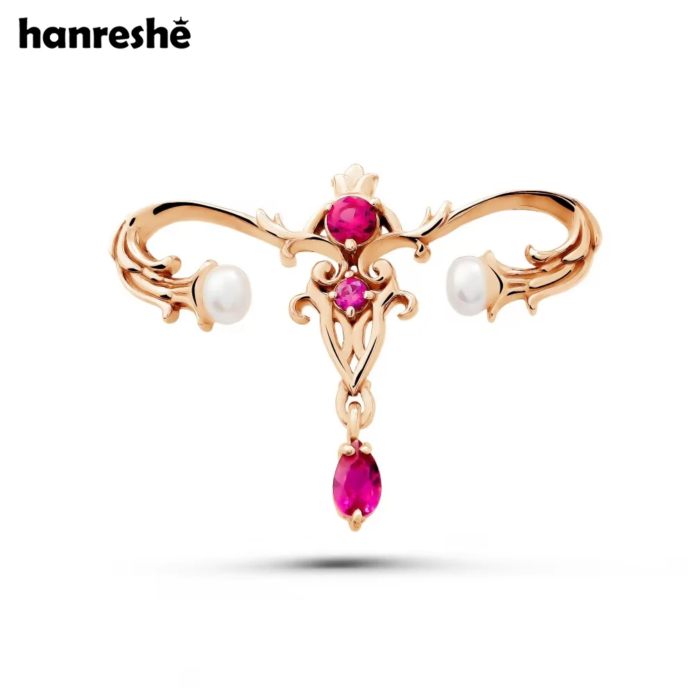 Hanreshe Woman's Womb Medical Luxury Brooch Inlaid Crystal Pearl Charm Lapel Coat Uterus Pins Jewelry for Doctor Nurse
