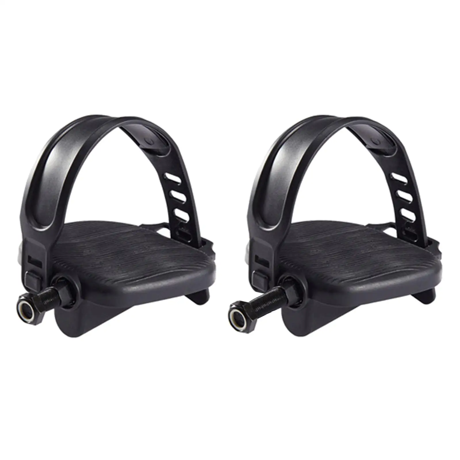 Exercise Bike Pedals Carbon Steel Fitness Bicycle Pedal Parts Anti Slip with Straps for Indoor Home Gym
