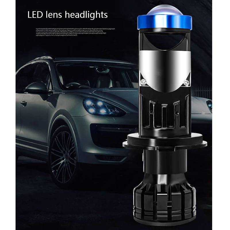 Auto Mini H4 H7 Led Lens Headlight Bulbs Projetor Head Lamp Dipped Beam High Beam Ice Lamp for Auto 60w 6000k White Light