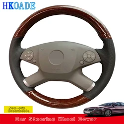 Customize Wood Grain Genuine Leather Steering Wheel Cover For Mercedes Benz E-Class W212 E 300 260 200 2009-2013 Car Interior