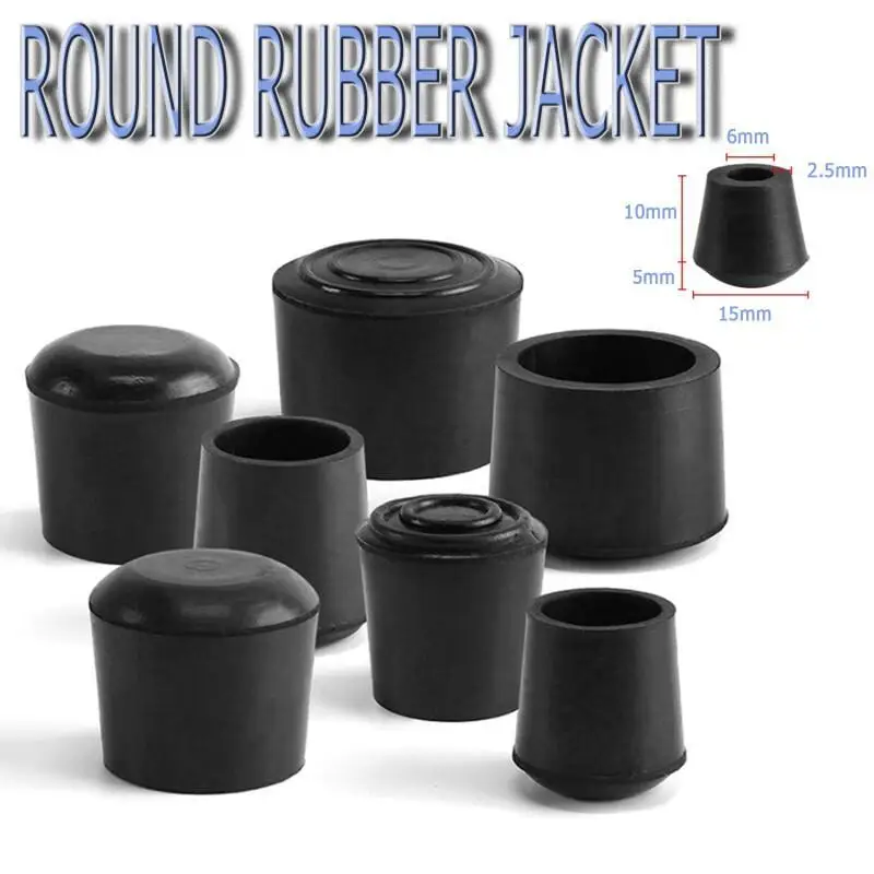 4-24pcs Round Chair Leg End Caps PVC Anti-Slip Furniture Leg Covers Black Floor Protector Anti-Scratch Rubber Table Toe Tips