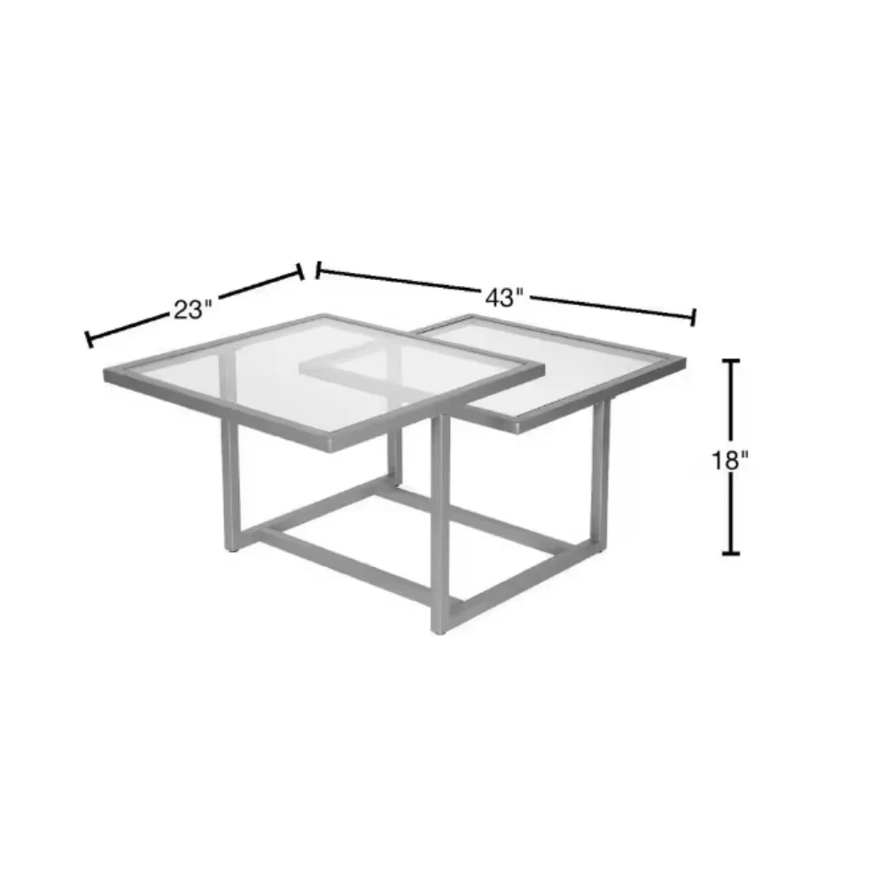 Amalie 43 in.  Large Rectangle Glass Coffee Table