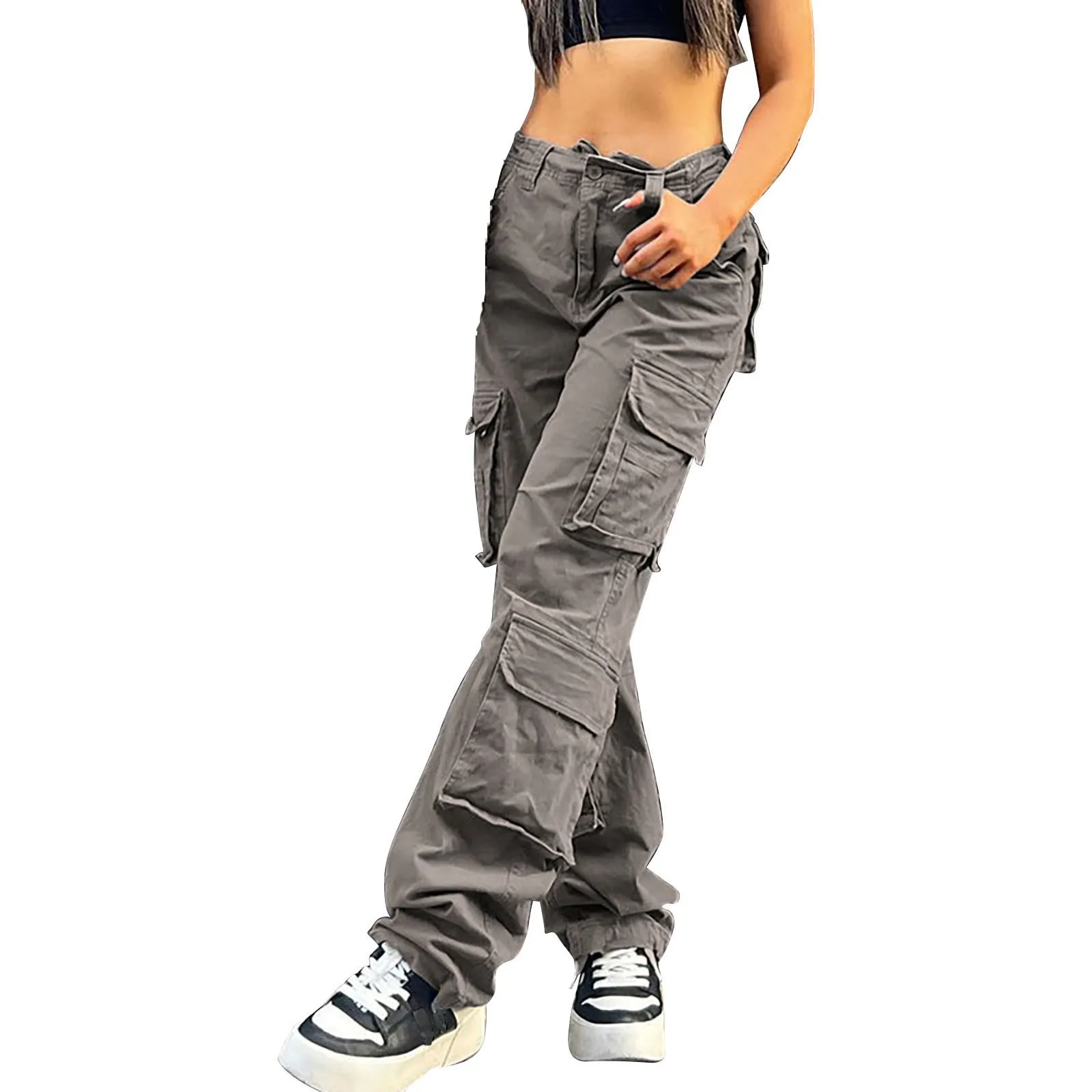 Cargo Pants Women High Waist Denim Overalls Casual Pants Baggy Vintage Y2k Streetwear Wide Leg Trousers Fashion Straight Jeans