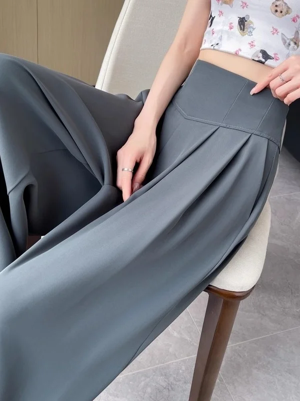 

Женские брюки с высокой талией, свободные, прямые, струящиеся, широкие, в пол, для весны и лета