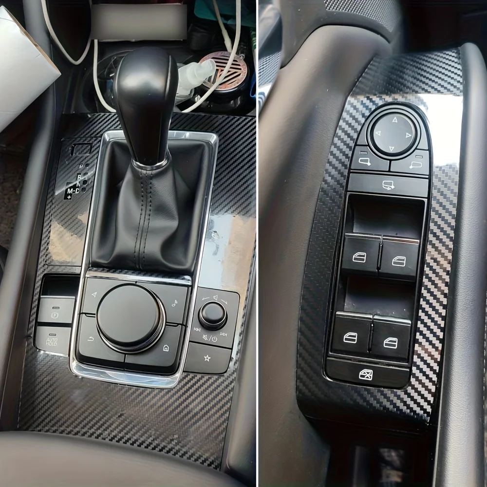 Für MAZDA 3 Axela 2020-2023 Innenraum Mittelkonsole Türgriff 5D Carbonfaser-Aufkleber Dekor Auto-Styling Zubehör – Detail 5