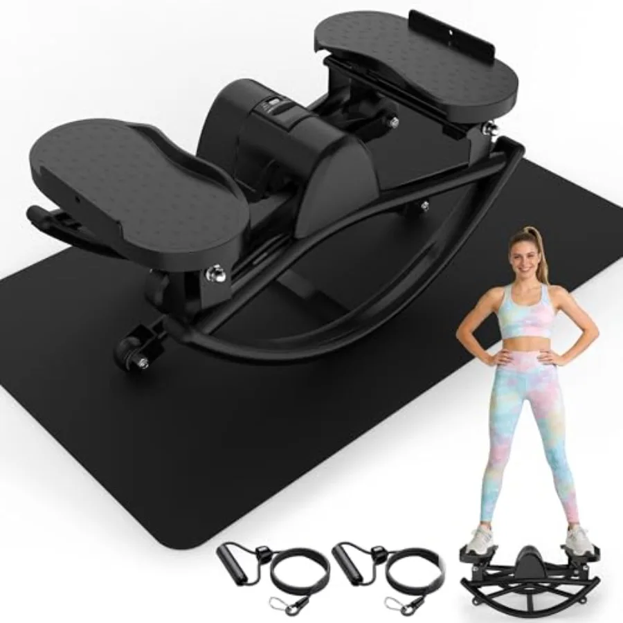 

Rock Stepper Exercise Machine Side to Side Lateral Stepper with Resistance Bands and LCD Monitor for Home Workout 330 lbs Capac
