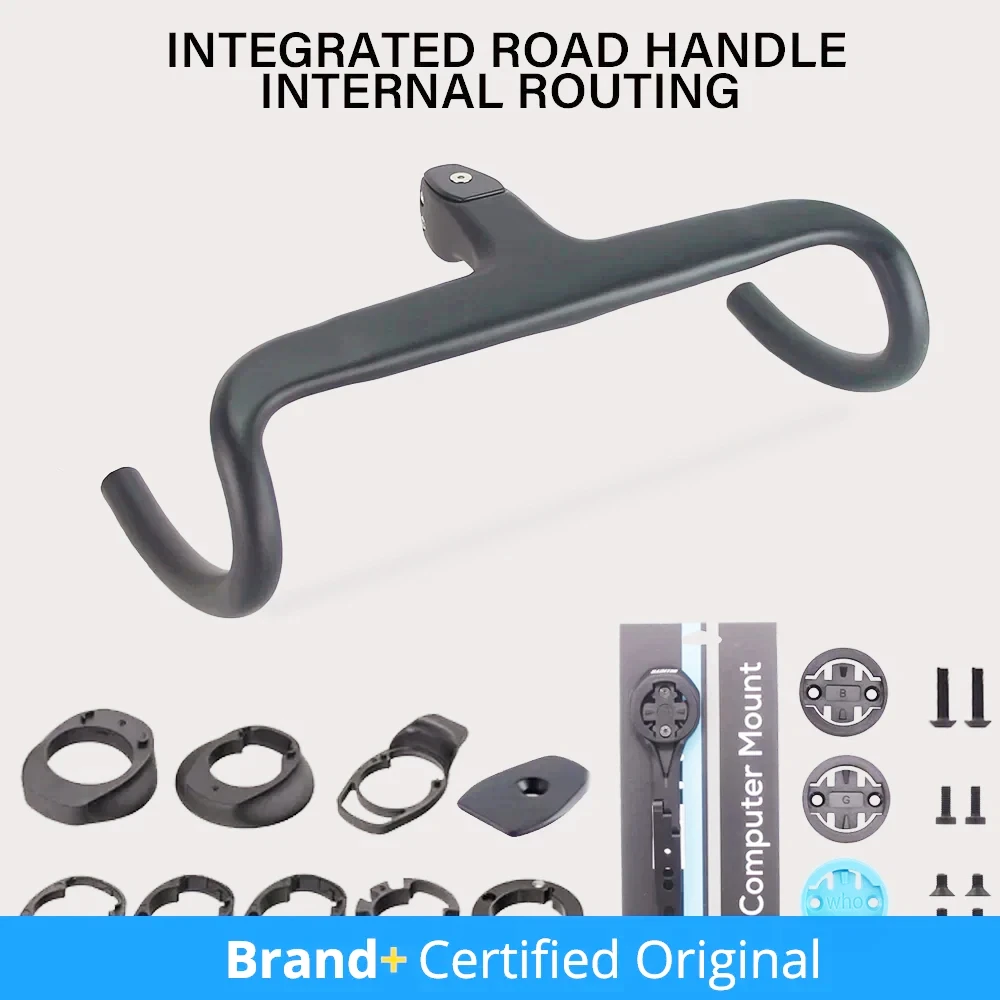 

No Logo T1 Full Carbon Fiber Internal Cable Manillar Integratedo RoadCycling Handlebar Cockpit For360mm-380mm With Mount Spacers
