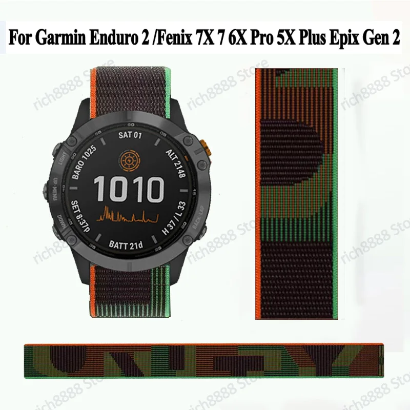 26mm 22mm Hook & Loop Nylon Strap For Garmin Enduro Watch Band Fenix 6 6X Pro 5X Plus/TACTIX DELTA/MK2i/Forerunner 955 Wristband