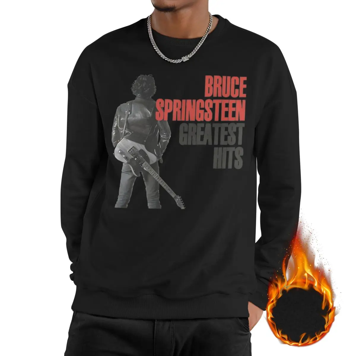 

Man Fleece Lined Sweatshirts Bruce Springsteen Singer Merch Sweatshirt Albums Rock Music Pullover Long Sleeve Shirts Hoodies