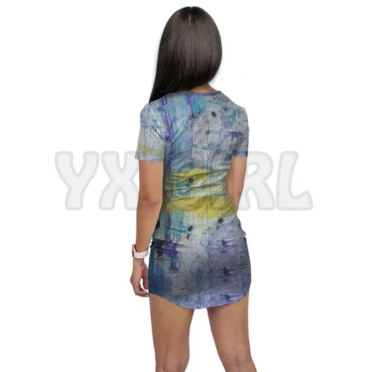 YX GIRL  KALEIDESCOPE T-SHIRT DRESS 3D All Over Printed T-SHIRT DRESS Sexy Summer Women Casual Dresses