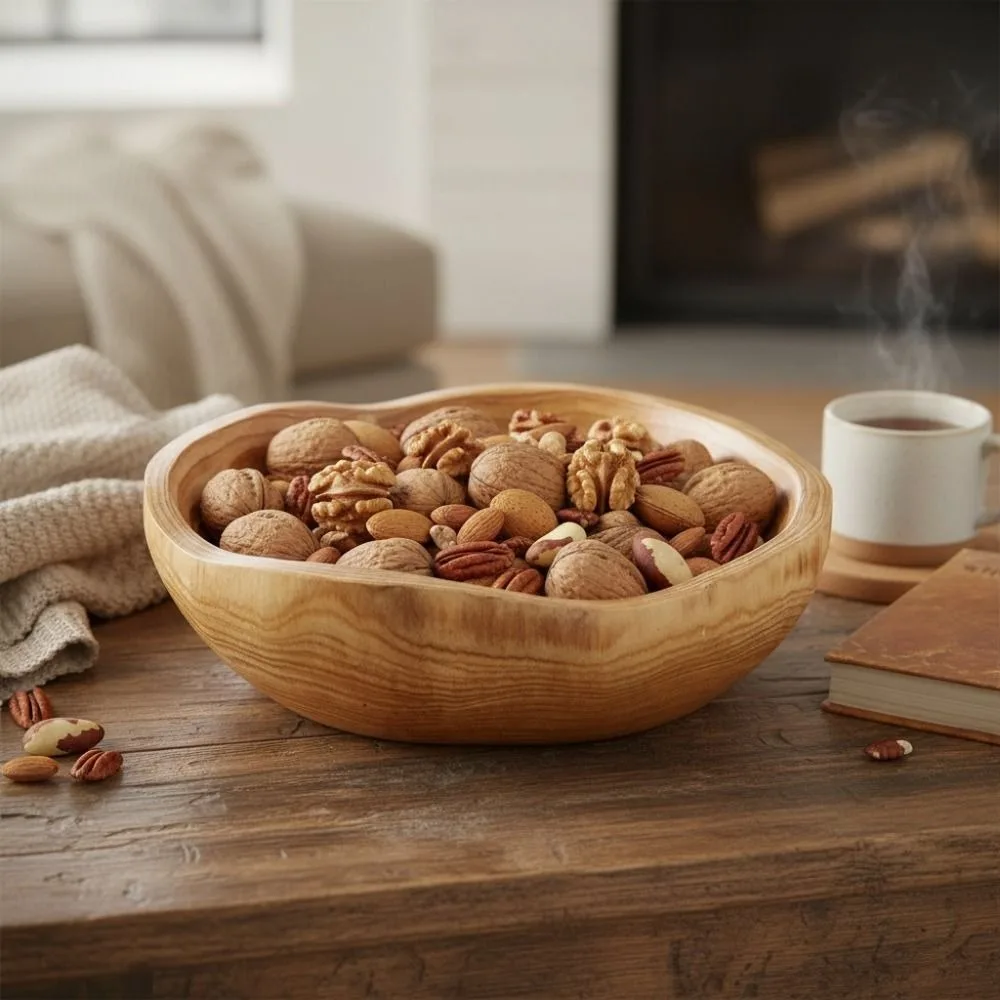 

Creative Irregular Shape Wooden Salad Bowl Polished Natural Material Fruit Tray Retro Serving Bowl Living Room