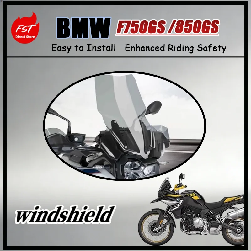 FOR BMW F750GS F850GS No-Drill Mount Heightened Windshield Imported Scratch-Resistant Glass for Enhanced Riding Experience
