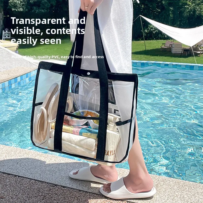 

Высококачественная прозрачная водонепроницаемая сумка для плавания, удобная пляжная сумка большой емкости, сумка для хранения из ПВХ для лета, уличной косметики...