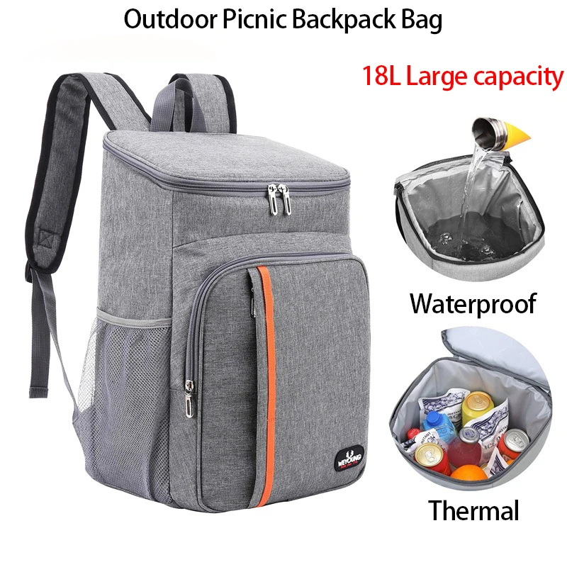 Zaino da pranzo impermeabile di grande capacità da 18 litri borsa da Picnic termica a prova di perdite borsa a tracolla per esterni borsa termica