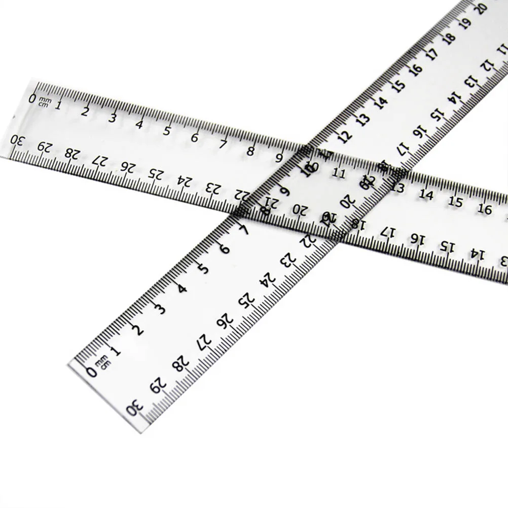 2pcs 30cm Transparent Straight Rulers Plastic Office School Teaching Tools Clear Scales Dual Measures Students Teachers