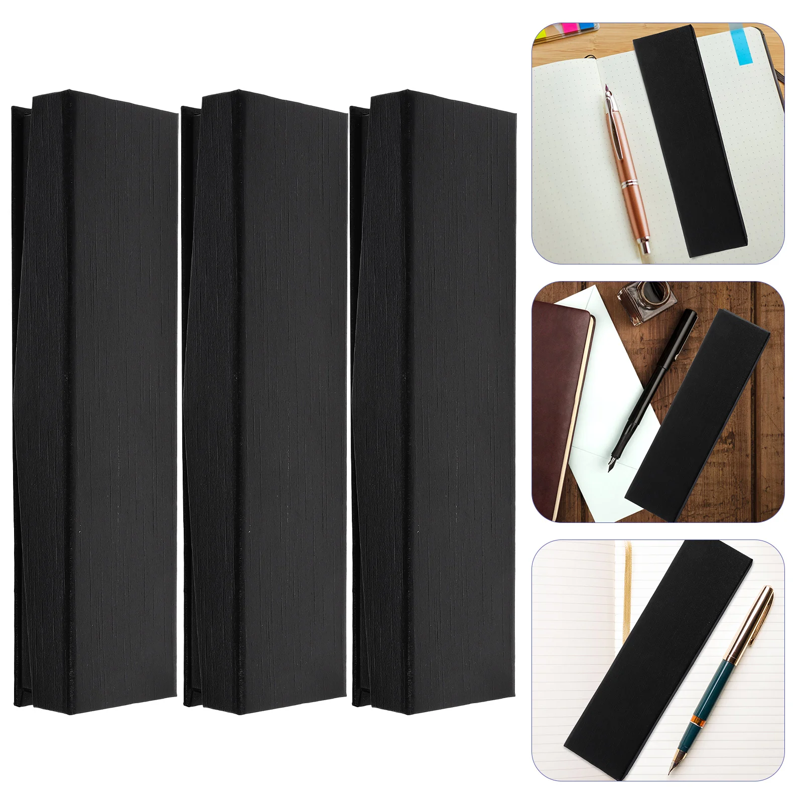 

3 Pcs Pen Present Boxes Delicate Holder Organizer Sleeves Ball Point Pens Black