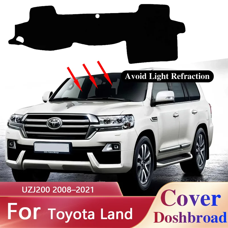 Dashboard Cover Carpet Dashmat for Toyota Land Cruiser UZJ200 2008–2021 Liner Sunshade Anti-dirty Anti-sun Sticker Accessories.