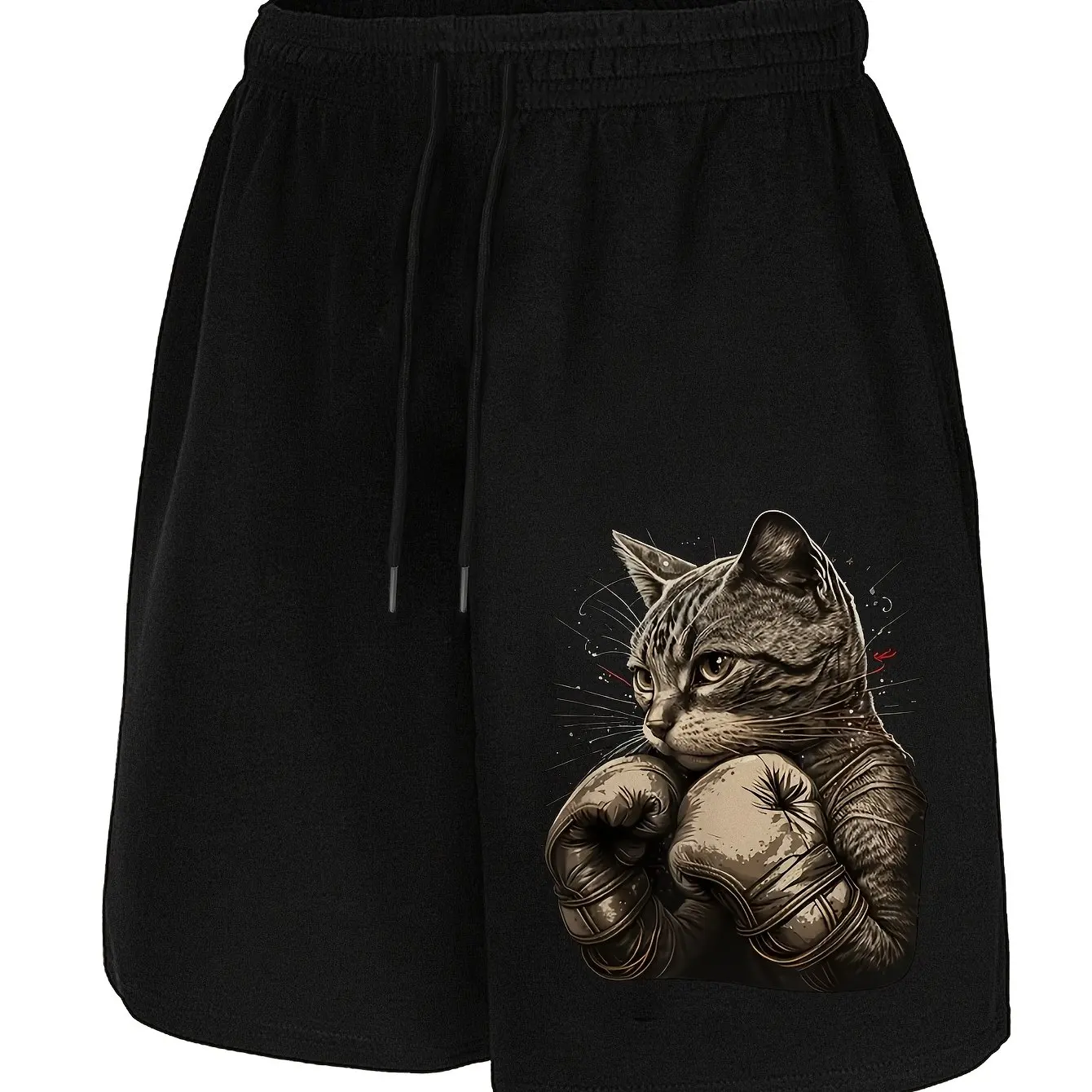 

Шорты с принтом Cat Boxing Gloves, повседневные шорты с карманами и завязками, летние, шорты для фитнеса на открытом воздухе, мужские шорты