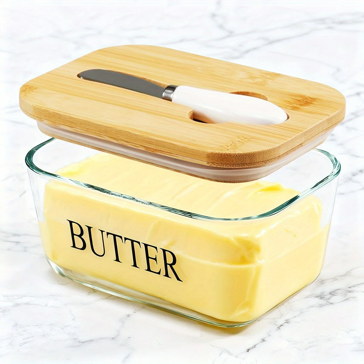 

Large Glass Butter Dish with Lid Upgraded The Capacity to Holds 1lb of Butter Butter Keeper with Knife for Countertop and High-quality Seal Kitchen Decor and Gifts for Countertop and Refrigerator Door Shelf