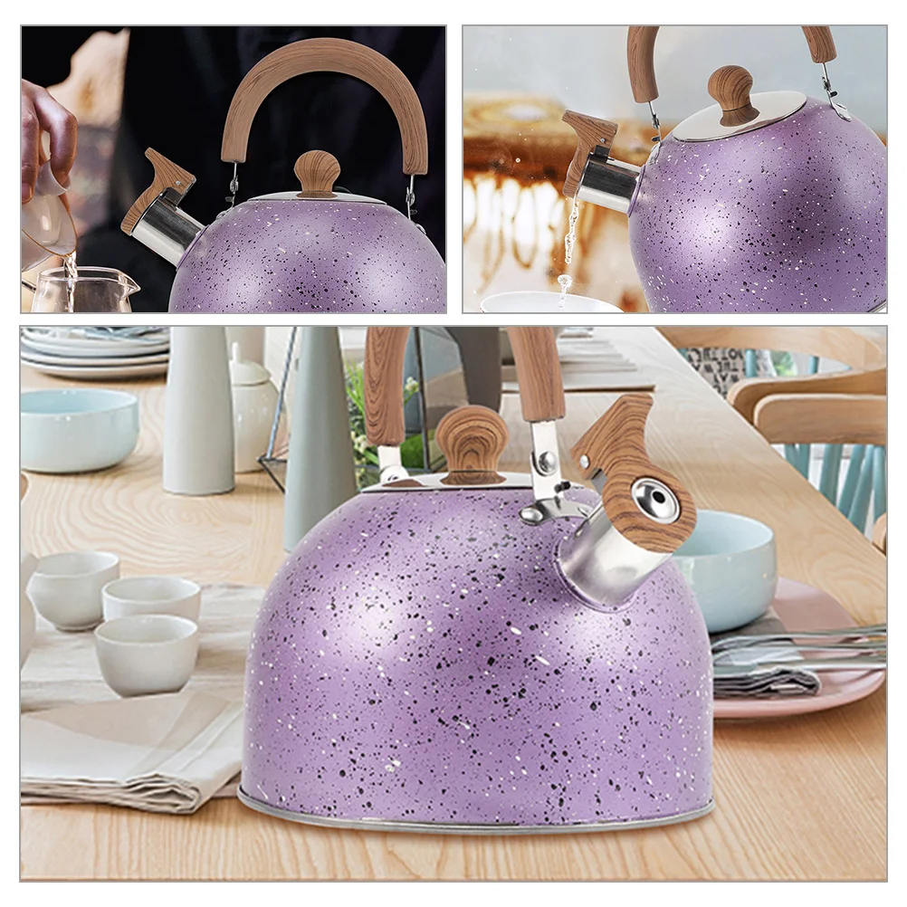 

Stainless Steel Whistle Tea Pot Large Capacity Portable Kettle Boil Water Sounding Green Home Teakettle Family Camping Use